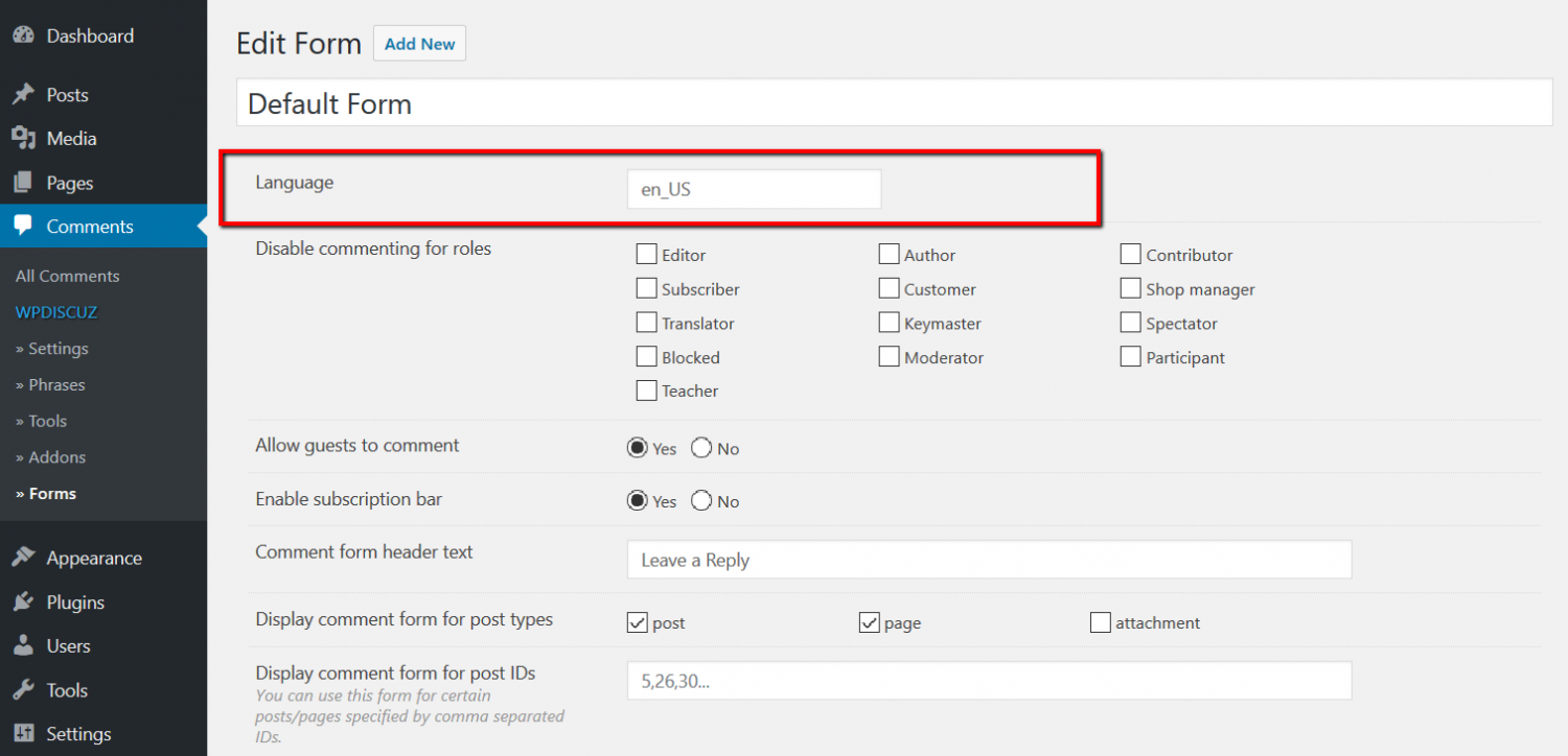 Comment Form Settings - wpDiscuz - WordPress Comment Plugin