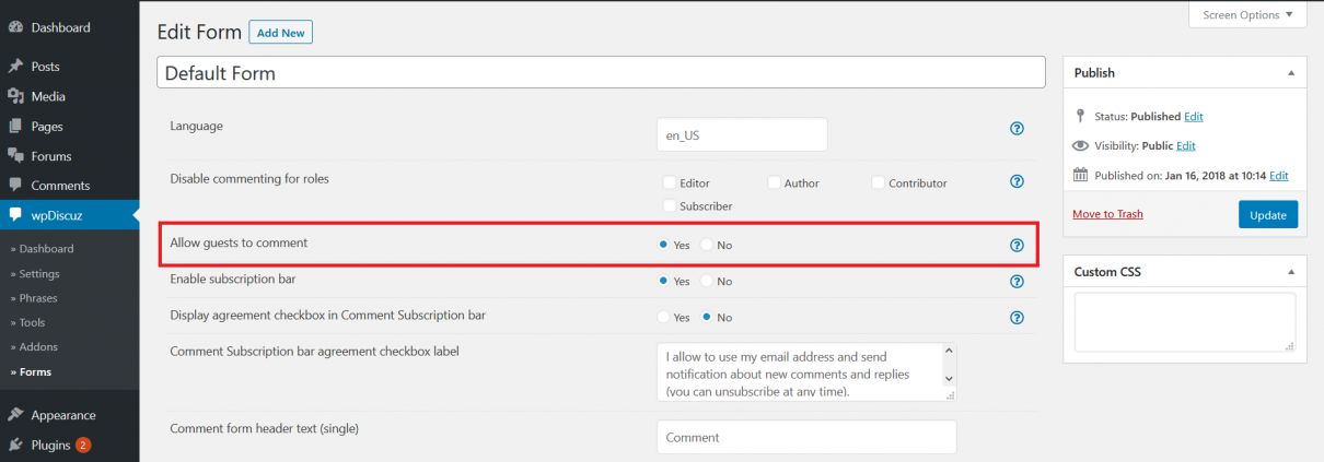 Comment Form Settings - wpDiscuz - WordPress Comment Plugin