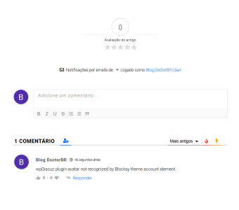 3   Comment Screen   Tela de comentários   Plugin wpDiscuz   Tema Blocksy   Elemento Conta