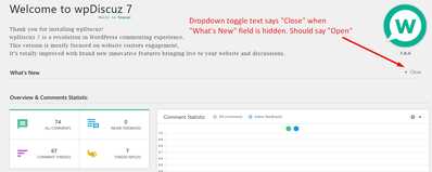 screenshot wpdiscuz dashboard toggle text bug